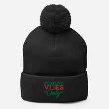 Load image into Gallery viewer, Positive Vibes Only Holiday Pom-Pom Beanie