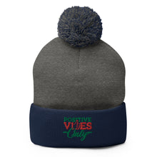 Load image into Gallery viewer, Positive Vibes Only Holiday Pom-Pom Beanie
