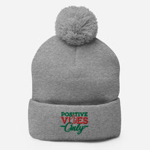 Load image into Gallery viewer, Positive Vibes Only Holiday Pom-Pom Beanie
