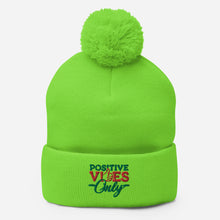 Load image into Gallery viewer, Positive Vibes Only Holiday Pom-Pom Beanie