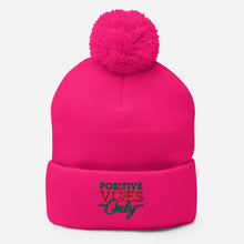 Load image into Gallery viewer, Positive Vibes Only Holiday Pom-Pom Beanie