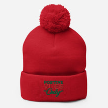 Load image into Gallery viewer, Positive Vibes Only Holiday Pom-Pom Beanie