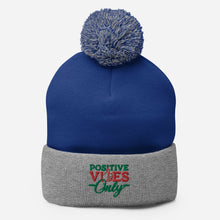 Load image into Gallery viewer, Positive Vibes Only Holiday Pom-Pom Beanie