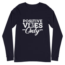 Load image into Gallery viewer, Positive Vibes Only B&W Unisex Long Sleeve Tee