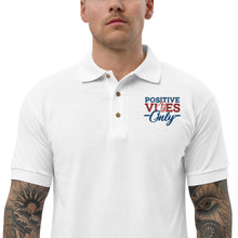Load image into Gallery viewer, Positive Vibes Only Embroidered Polo Shirt
