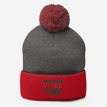 Load image into Gallery viewer, Positive Vibes Only Holiday Pom-Pom Beanie
